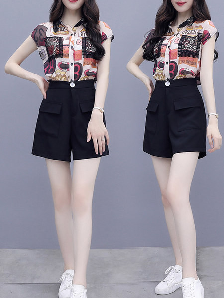 Naiste lühikeste varrukate ja lühikeste pükstega särgikomplekt