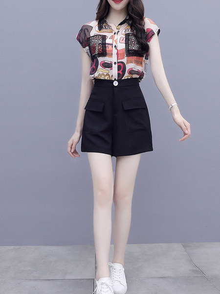 Naiste lühikeste varrukate ja lühikeste pükstega särgikomplekt