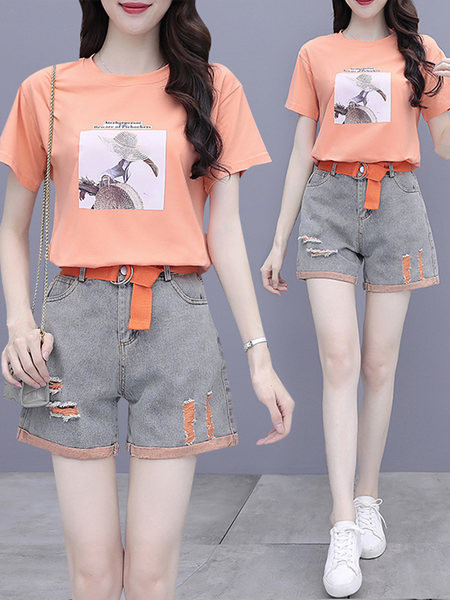 Ежедневен комплект - тениска и къси дънки 