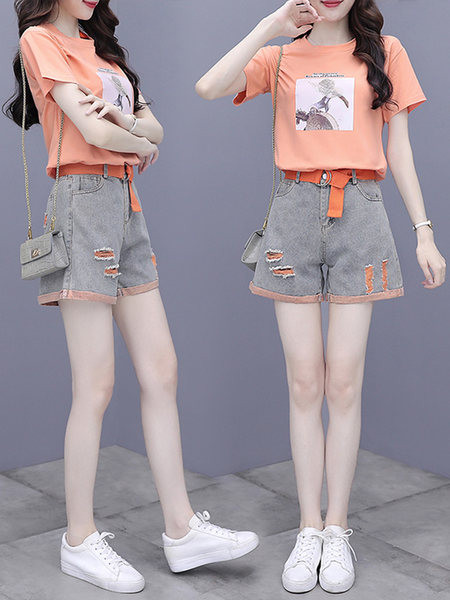 Ежедневен комплект - тениска и къси дънки 