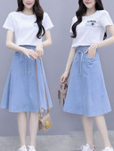 Uue mudeli naiste T-särgi ja teksaseeliku komplekt