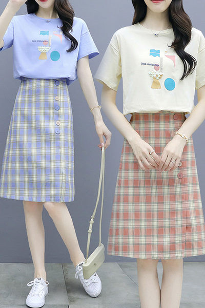 Ženski komplet dvodijelni suknja i bluza kratkih rukava