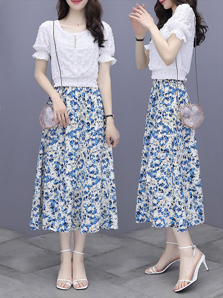 Ženski set iz dva dijela u plavoj i zelenoj boji