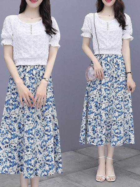 Ženski set iz dva dijela u plavoj i zelenoj boji