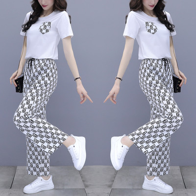 Γυναικείο casual σετ - T-shirt και μακρύ παντελόνι