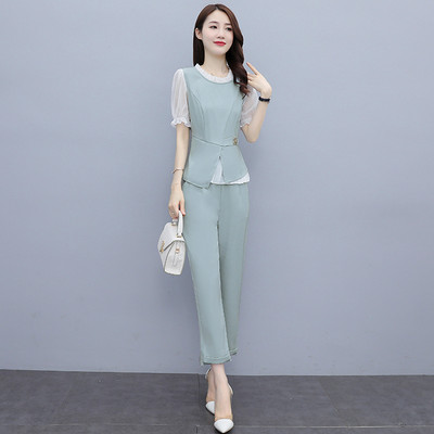 Γυναικείο μοντέρνο επίσημο σετ δύο μερών με μεταλλική διακόσμηση