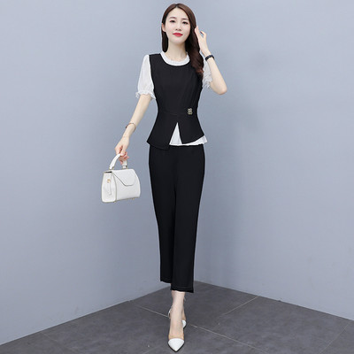 Γυναικείο μοντέρνο επίσημο σετ δύο μερών με μεταλλική διακόσμηση