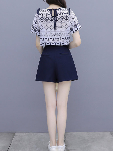 Moderan ljetni set - bluza i kratke hlače s visokim strukom