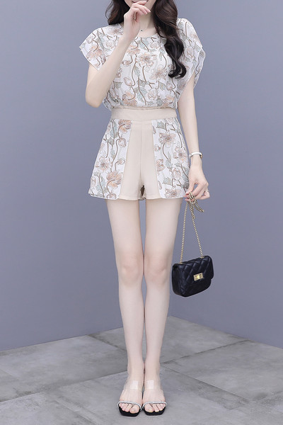 Γυναικείο σετ με φλοράλ μοτίβο σε δύο χρώματα