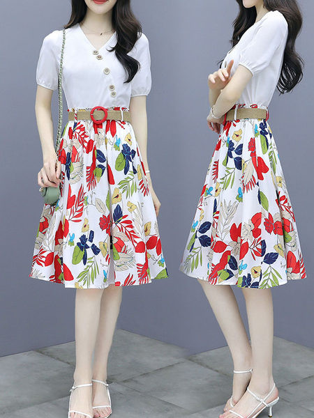 Ženski komplet od dvodijelne suknje u boji s visokim strukom i bluze sa špic izrezom