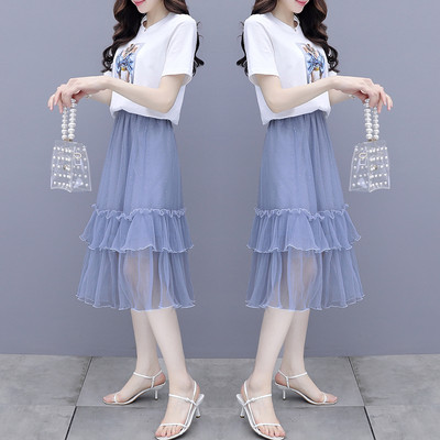 Γυναικείο σετ - μπλούζα και φούστα σε δύο χρώματα