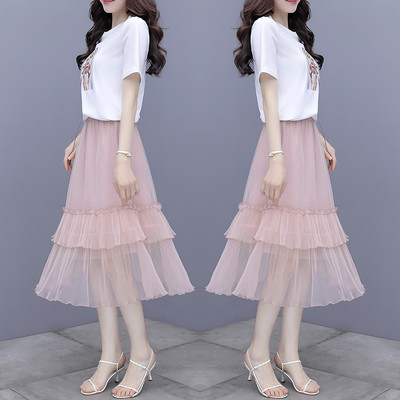 Γυναικείο σετ - μπλούζα και φούστα σε δύο χρώματα