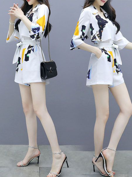 Γυναικείο καλοκαιρινό σετ - πουκάμισο και σορτς σιφόν