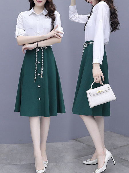 Naiste seeliku ja särgi komplekt taskutega