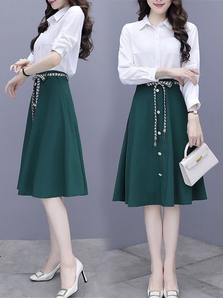 Naiste seeliku ja särgi komplekt taskutega