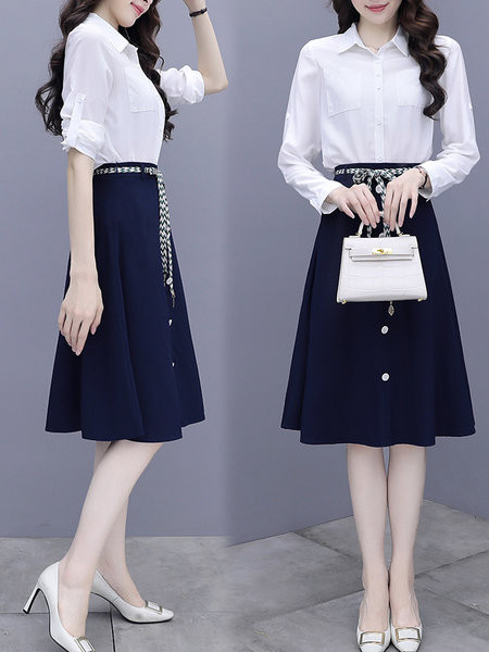 Naiste seeliku ja särgi komplekt taskutega