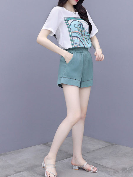 Suvine komplekt - trükiga T-särk ja lühikesed püksid