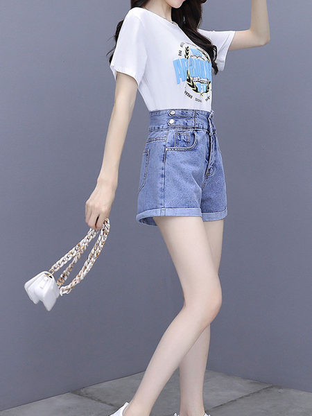 Kaheosaline naiste komplekt sinise aplikatsiooniga