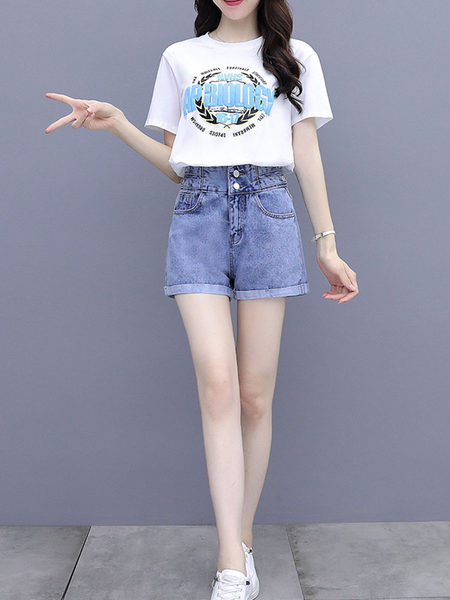 Kaheosaline naiste komplekt sinise aplikatsiooniga