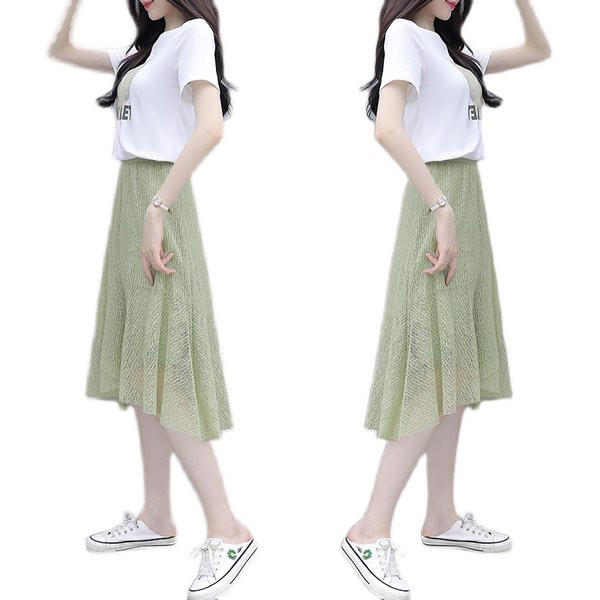 Γυναικείο casual σετ  - μπλούζα και ασύμμετρη φούστα