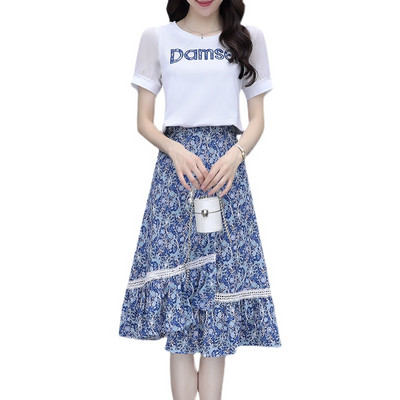 Casual σετ - T-shirt και κομμένη φούστα