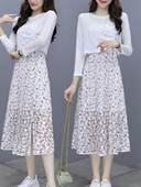 Ženski komplet - haljina i bluza sa cvjetnim uzorkom