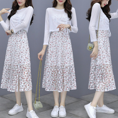 Ženski komplet - haljina i bluza sa cvjetnim uzorkom