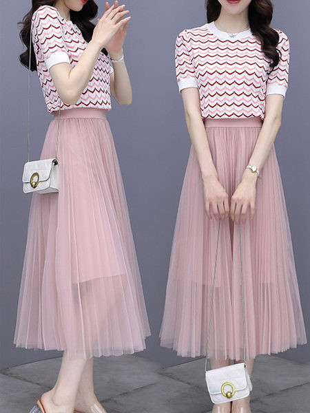 Ženski casual komplet - bluza i suknja od tila