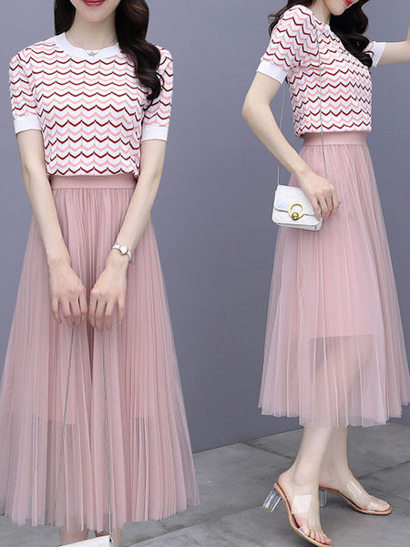 Ženski casual komplet - bluza i suknja od tila