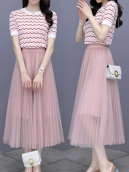 Ženski casual komplet - bluza i suknja od tila