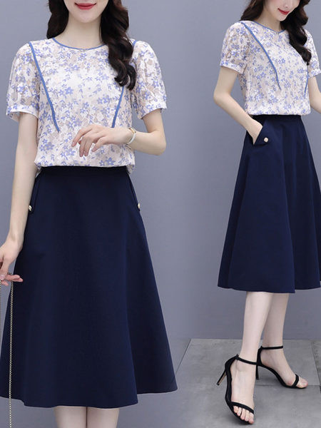 Svakodnevni ženski komplet - košulja i suknja