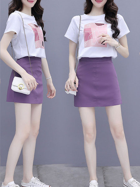 Suvine komplekt - trükise ja lühikese seelikuga t-särk