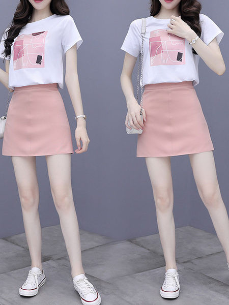 Suvine komplekt - trükise ja lühikese seelikuga t-särk