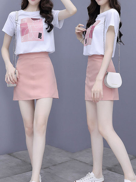 Suvine komplekt - trükise ja lühikese seelikuga t-särk