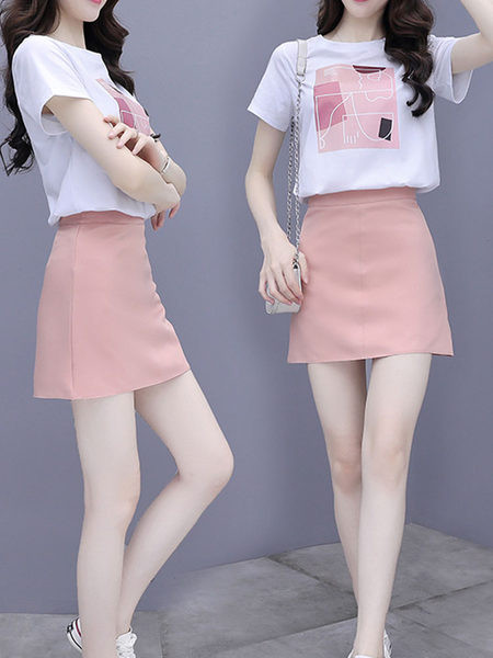 Suvine komplekt - trükise ja lühikese seelikuga t-särk