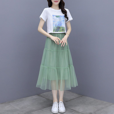 Γυναικείο σετ - T-shirt με στάμπα και φούστα με τούλι