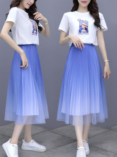 Igapäevane suvekomplekt - T-särk ja tülliga seelik