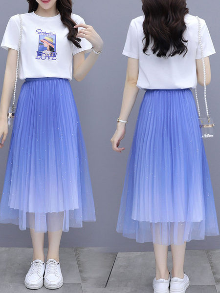 Igapäevane suvekomplekt - T-särk ja tülliga seelik