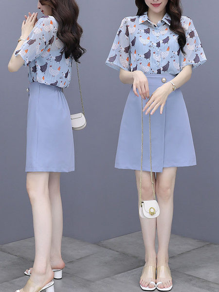 Naiste seelikukomplekt kõrge vöökohaga ja aplikatsiooniga särk