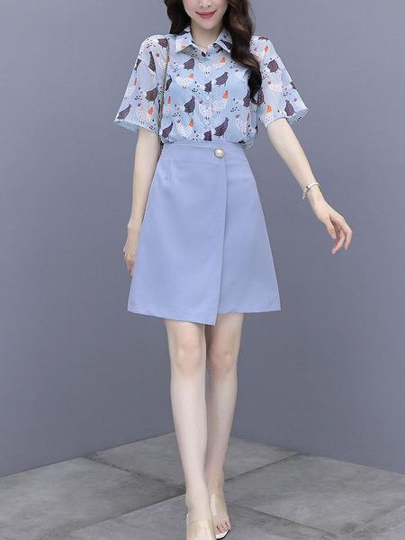 Naiste seelikukomplekt kõrge vöökohaga ja aplikatsiooniga särk