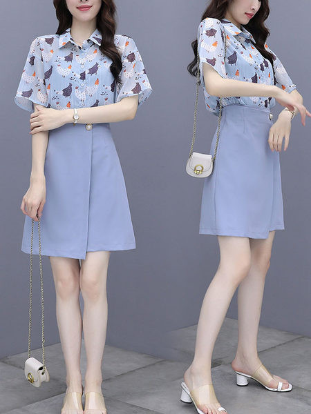 Naiste seelikukomplekt kõrge vöökohaga ja aplikatsiooniga särk