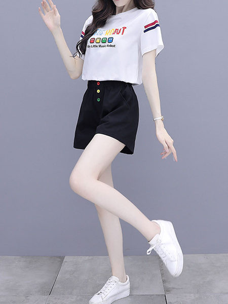 Γυναικείο σετ με χρωματιστά κουμπιά και επιγραφή