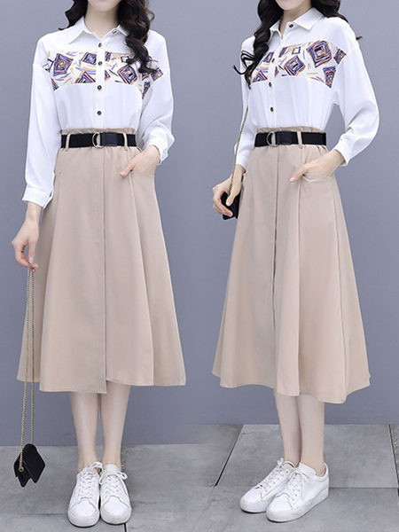 Naiste komplekt - pikkade varrukatega särk ja seelik