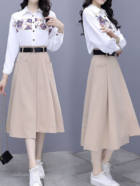 Naiste komplekt - pikkade varrukatega särk ja seelik