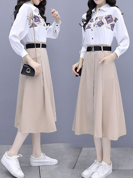 Naiste komplekt - pikkade varrukatega särk ja seelik