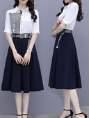 Moodne kaheosaline naiste komplekt - särk ja lõikega seelik