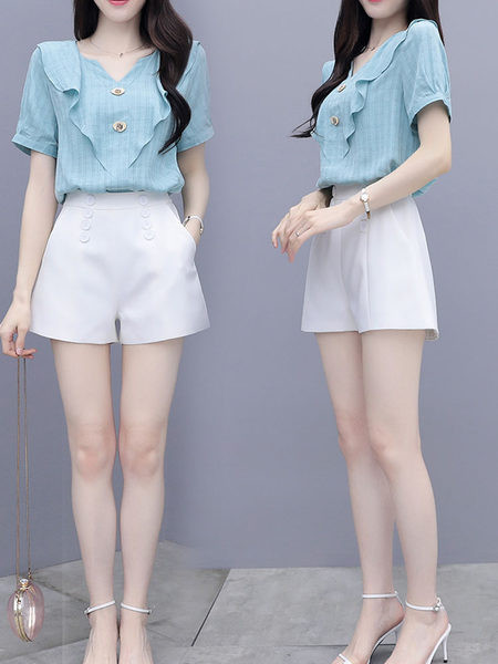 Γυναικείο μοντέρνο σετ - πουκάμισο και σορτς