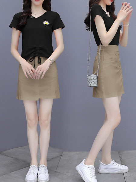 Ljetni komplet - majica sa nabranim efektom i kratka suknja