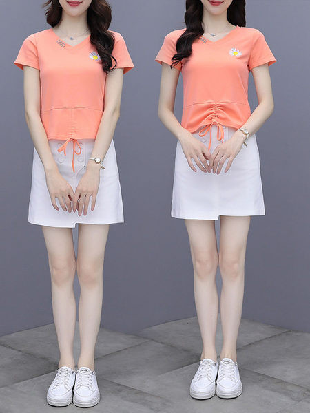 Ljetni komplet - majica sa nabranim efektom i kratka suknja