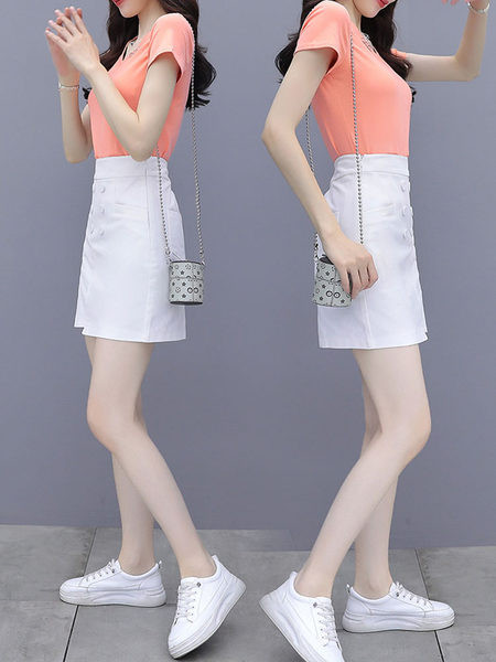 Ljetni komplet - majica sa nabranim efektom i kratka suknja